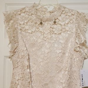 NWT Cream Lace dress with delicate crystal earring
